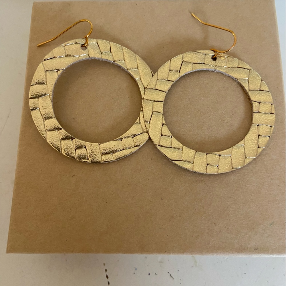 Gold leather statement earrings